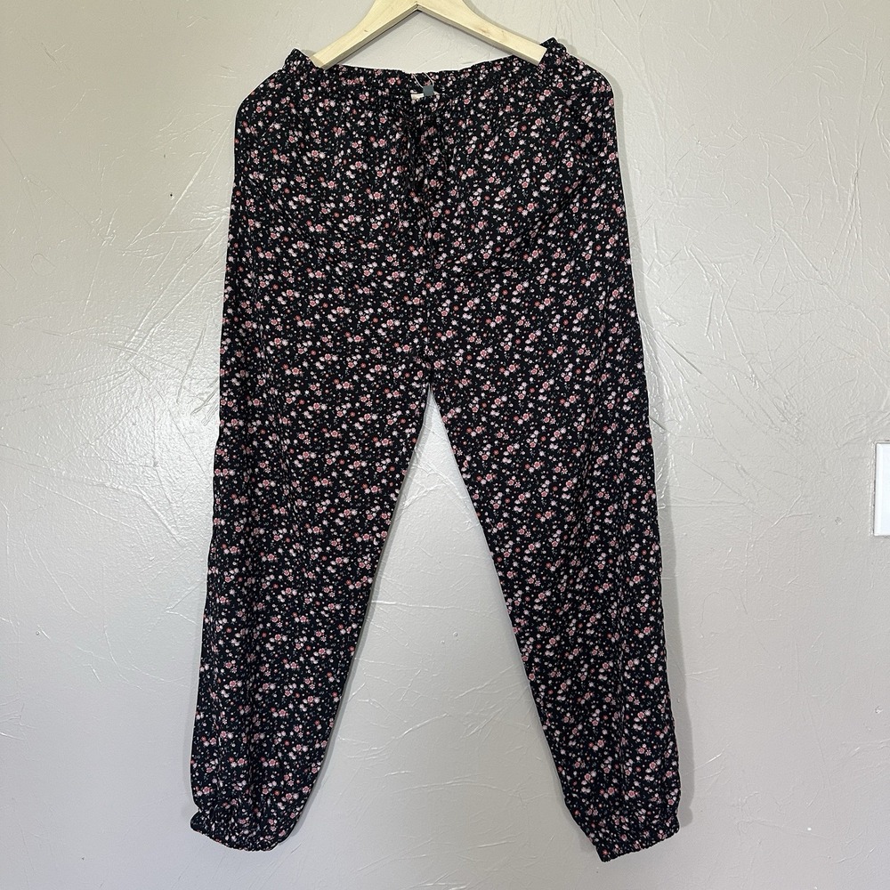 Floral Print Wide Leg Pants Ankle Cuff Or Pj's Women's Size Medium NEW - Picture 11 of 11